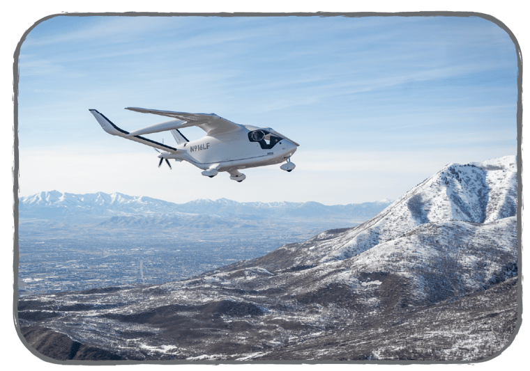 ALIA flying over snow capped mountains