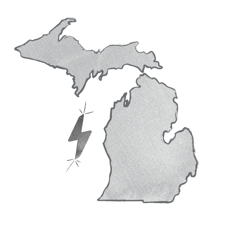A sketch of Michigan with a charge bolt
