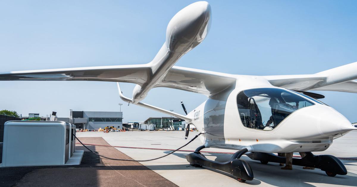 Beta Technologies' electric charging station can support any type of electric aircraft or ground vehicle, including its Alia eVTOL model.